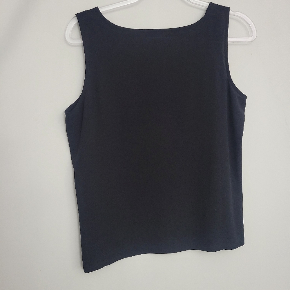 NWT Eileen Fisher $128 Silk Georgette Crepe Shell Black Size Petite Small - Picture 5 of 10